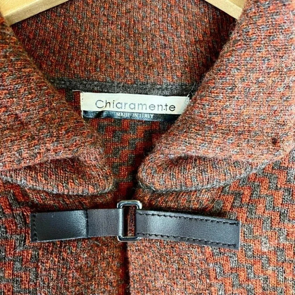 Chiaramenta S orange/brown wool blend Made in Italy cardigan - Picture 3 of 6